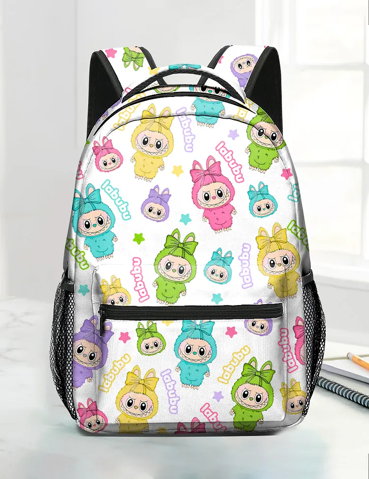 Monster Doll Leopard Cartoon Character Backpack School Bag