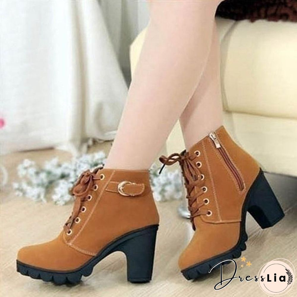 New Large Size Ladies Shoes Thick Heel Short Boots Botas De Mujer Ladies Boots Womens Shoes for Women