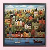 Colorful Houses - 14CT Stamped Cross Stitch - 50*50cm