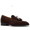 Men's Green Tassel Suede Loafers - Leather Sole