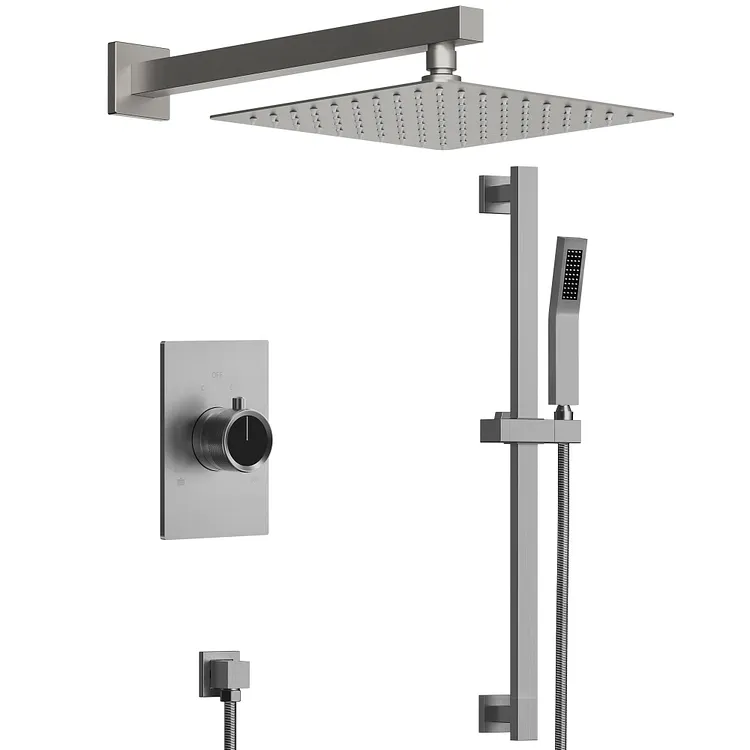 EVERSTEIN Wall Mount Shower System with Handheld in Brushed Nickel SFS-1036-NK10