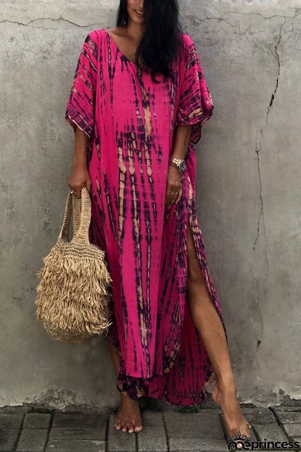Live Freely Tie Dye Boho Loose Cover-up Dress
