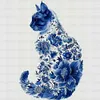 Blue And White Porcelain Cat-11CT Stamped/Counted Cross Stitch 40*40cm/15.75*15.75in
