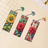 (US Local)3Pcs Special Shape Flowers Diamond Painting Art Bookmark with Pendant for Books