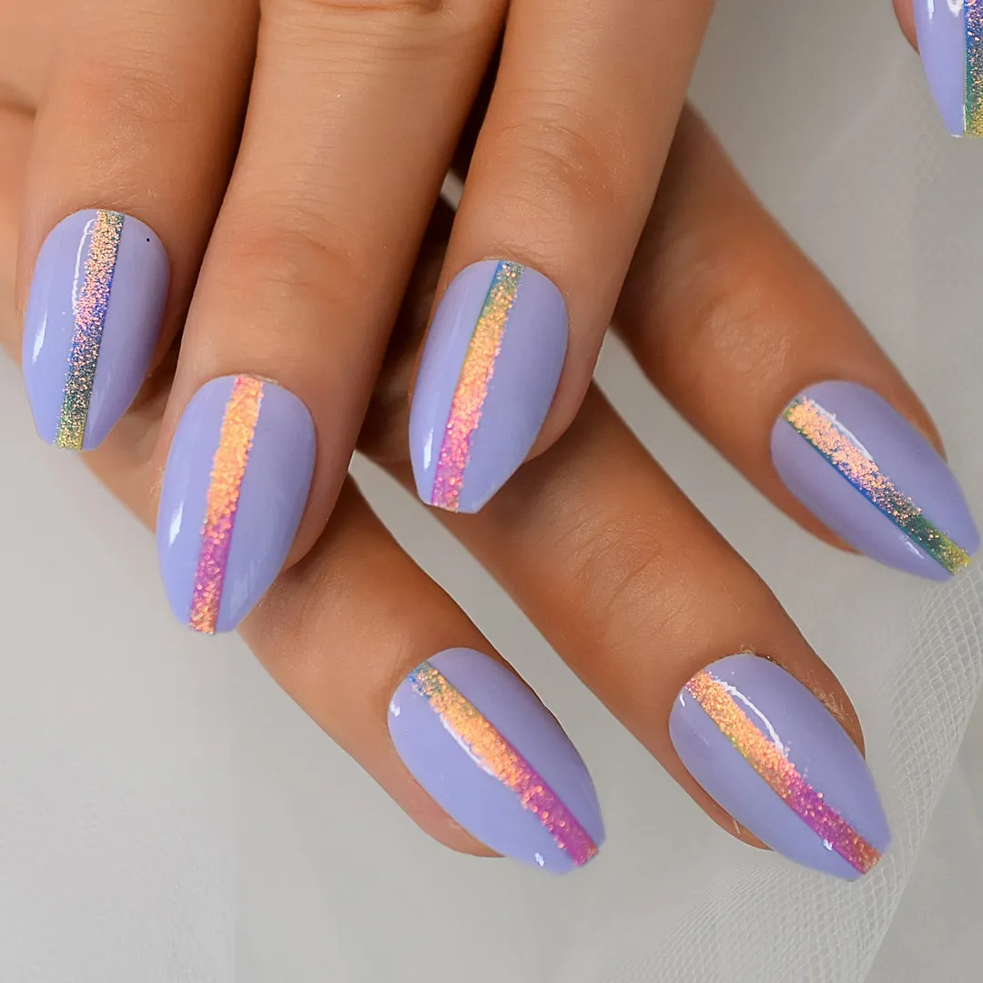Glitter Nails Tips With Design Charms Leopard Wild Supplies For Professionals Press On Nails Coffin Extra Long EchiQ Nails Set-Nail Inspo