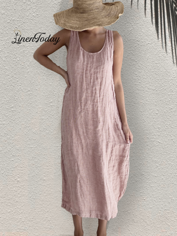 Cotton Casual Loose Dress Nudepink / S(4)