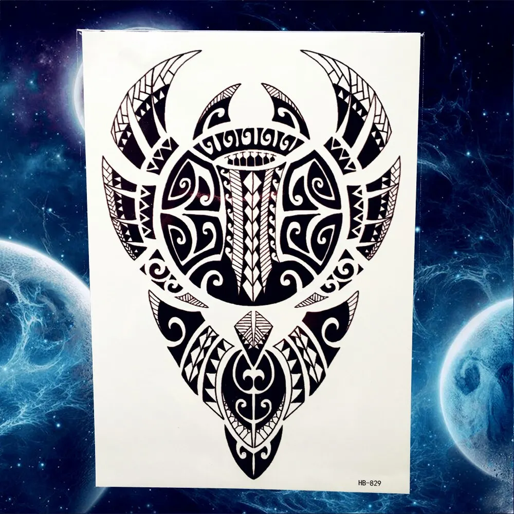 Black Military Maori Totem Temporary Sleeve Tattoos For Men Realistic Fake Full Arm3D Dragon Skull Wolf Lion Robot Tatoos Paste
