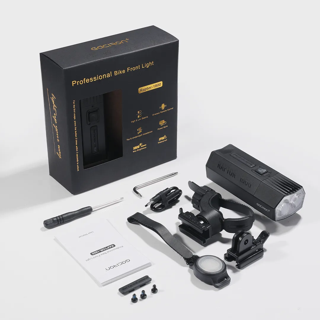 Raptor-1800 Gaciron Ultra High Lumen Bike Front Light