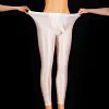Men's Oil Shiny Glossy Compression Pants Stretchy Nylon Smooth Bulge Pouch Leggings Tights Pants