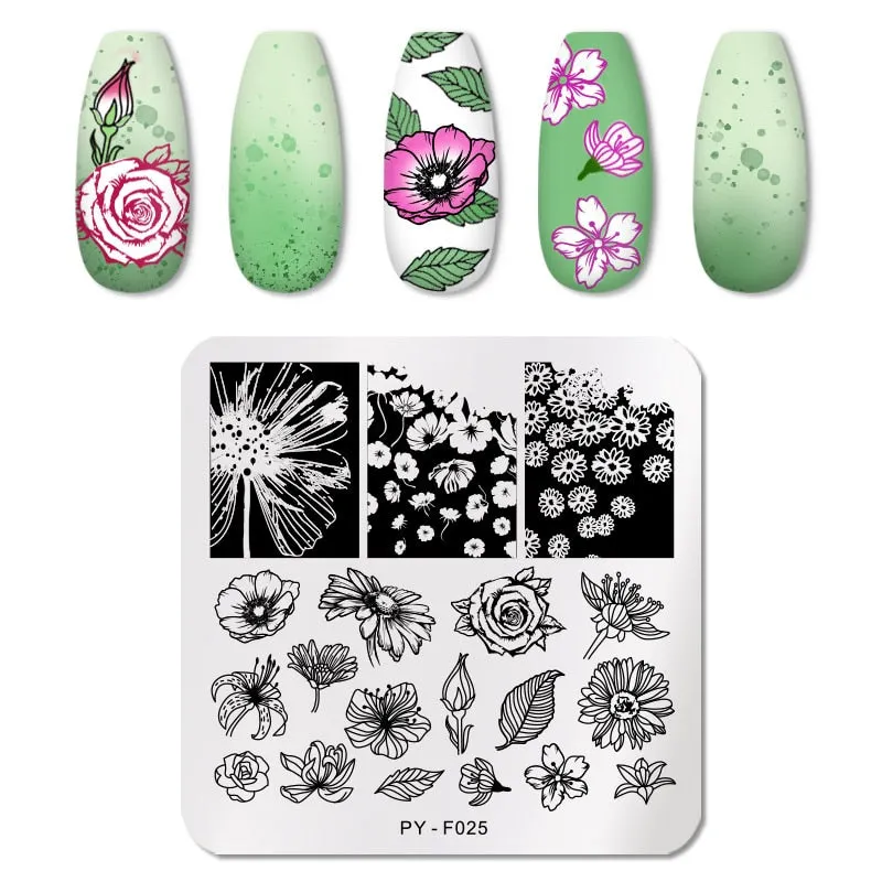 PICT YOU Nail Stamping Plates Marble Texture Animal Flower Snake Christmas Theme Image 12*6cm Template Mold Nail Art Stencil-Nail Inspo