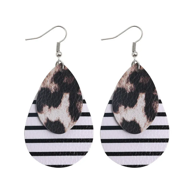 Layered Leopard and Stripe Earrings