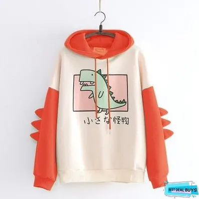 EOENKKY Funny Shark Patchwork Hoodies Women Autumn Kawaii Sweatshirt Oversized Casual Long Sleeve Pullover Woman Sweatshirt