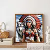 Indian Woman And Wolf-Full Round Diamond Painting 40*40CM