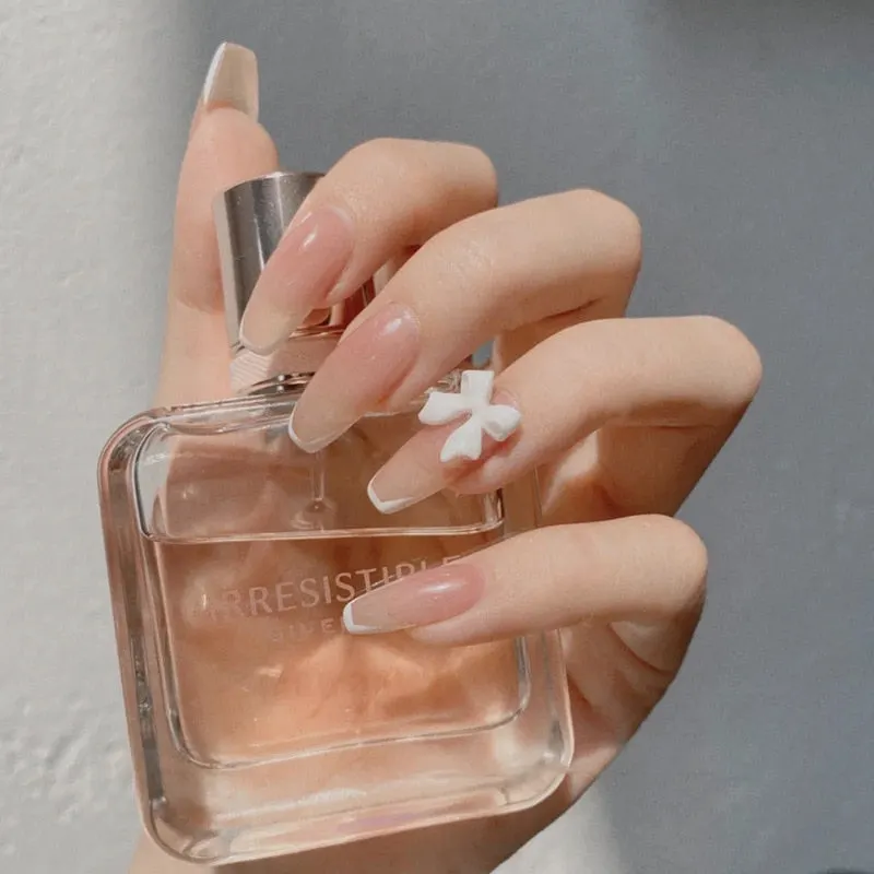 24pcs Butterfly Nail Patch Glue Type Removable Long Paragraph Fashion Manicure Wearable False Nails Patch With Glue Fake Nails-Nail Inspo