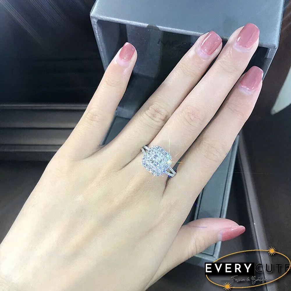 Exquisite ladies fashion diamond ring 925 sterling silver natural gemstone ring birthday anniversary Christmas gift for girlfriend wife bride wedding ring engagement party ring jewelry set 5-11 Bague Femme
