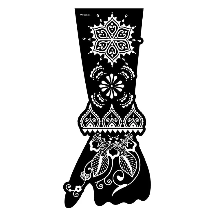 Indian Henna Rose Lace Flower Tattoo Stencil Women DIY Body Legs Arm Art Airbrush Painting Mandala Tattoo Stencil Template