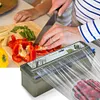 Cling Film Dispenser with Cutter Refillable Plastic Wrap Organizer for Kitchen