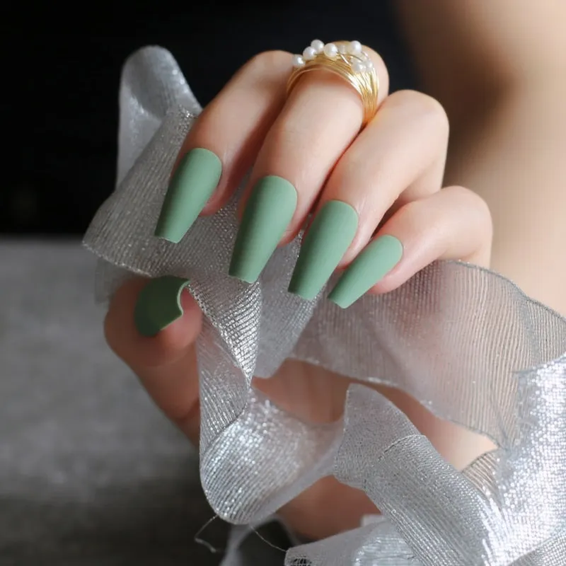 Glossy Ballet false nails red Long coffin Salon art matte Fake nails Transparent rectangle-Nail Inspo