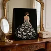 (30x40cm)DIY Pearl Painting Framed Dress Girl Handmade Pearl Material Art Kit Living Room Decor