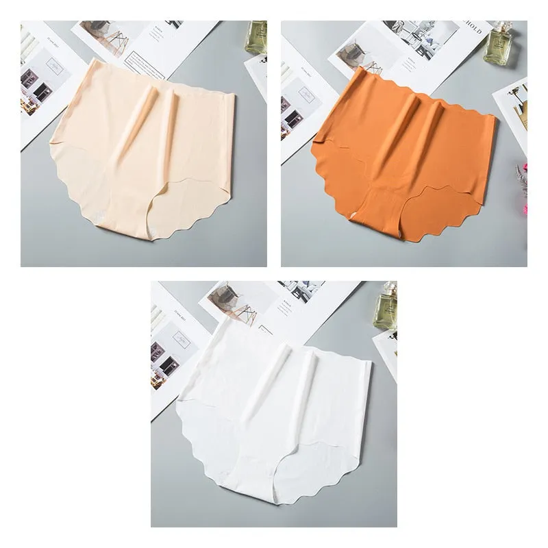 3pcs High Rise Seamless Panties For Woman Underwear Briefs Wave Solid Female Panties New Underwear Seamless Panties For Ladies