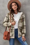Women's Plaid Fleece Hooded Coat