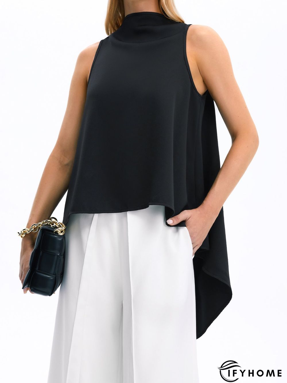 Elegant Turtleneck Shift Solid Top | IFYHOME