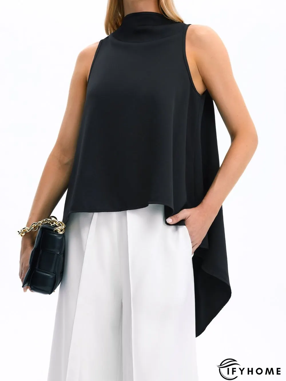 Elegant Turtleneck Shift Solid Top | IFYHOME