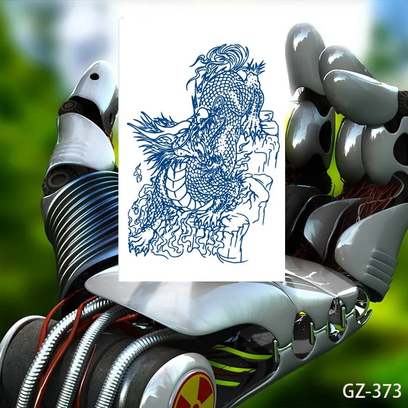 Temporary Tattoo Stickers Dragon Eagle Juice Timberwolves Ink Lasting Waterproof Natural Arm Body Chest Realistic Art Fake Tatoo