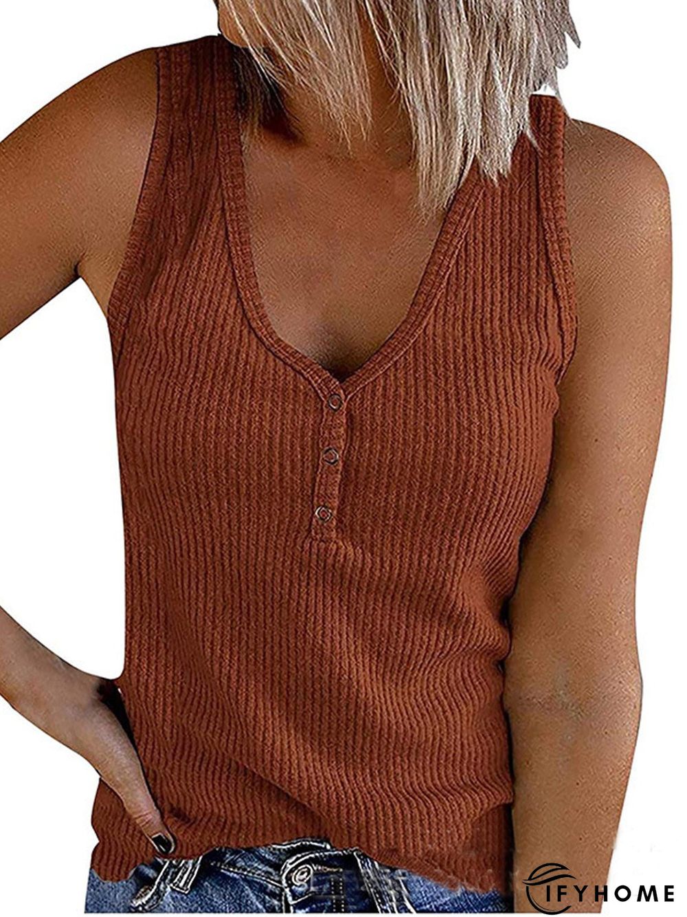 Sheath Sleeveless Casual Crew Neck Tank & Cami | IFYHOME