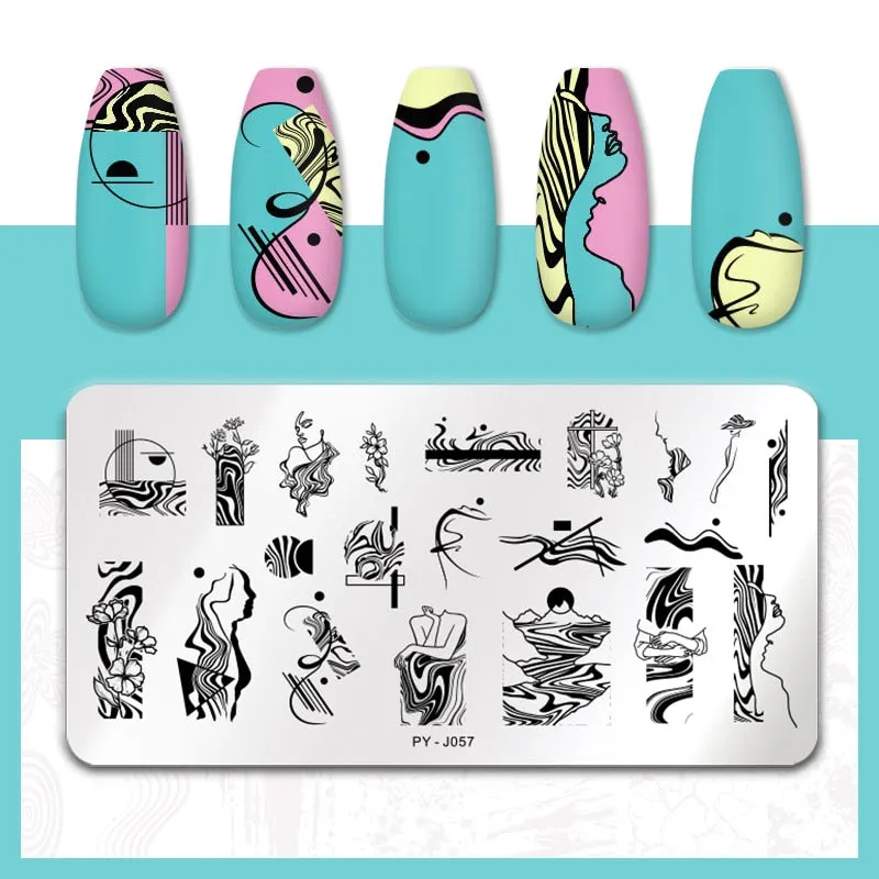 PICT YOU  Nail Stamping Plates Line Pictures Stencil Stainless Steel Nail Design for Printing Nail Art Image Plate Tool-Nail Inspo