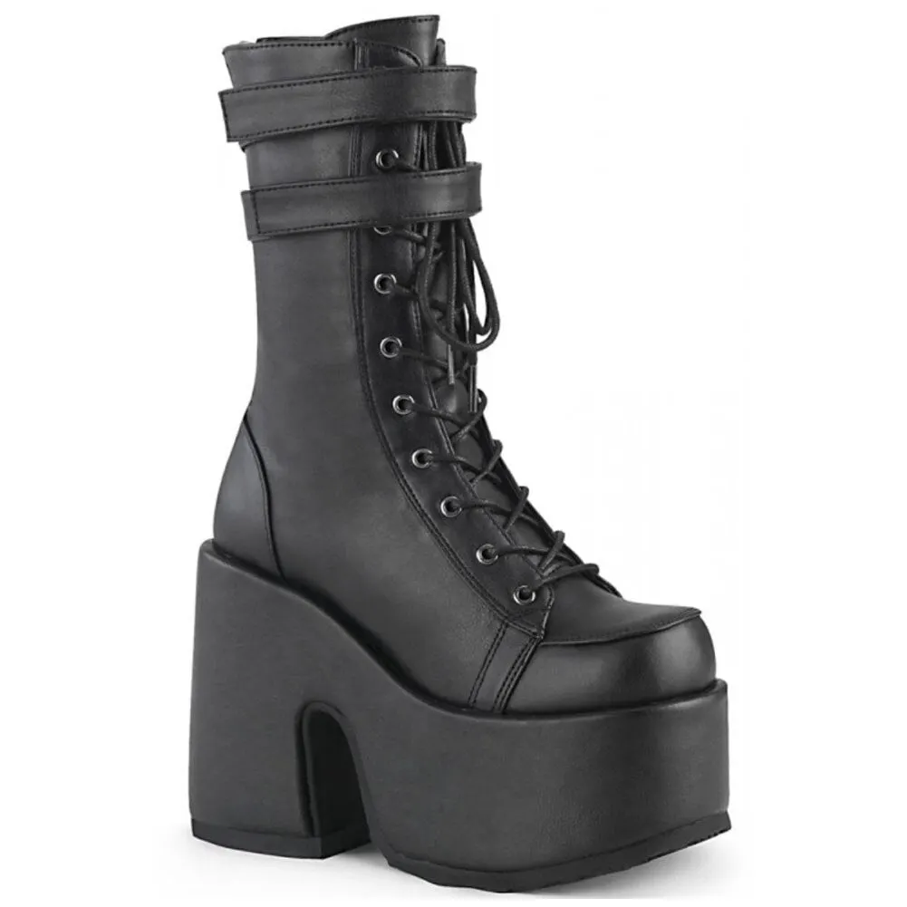 BONJOMARISA Brand Big Size 43 Round Toe Punk Cool Goth Chunky Lace Up Women's Boots Platform High Heeled Platform Autumn Shoes