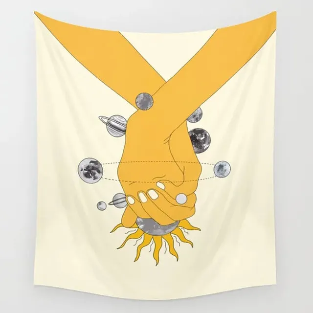 Tarot Tapestry Boho Tapestry Wall Hanging Moon Phase Magic Hand Tapestries Bedroom Decor Bedspread Cover Sun Moon Wall Decor