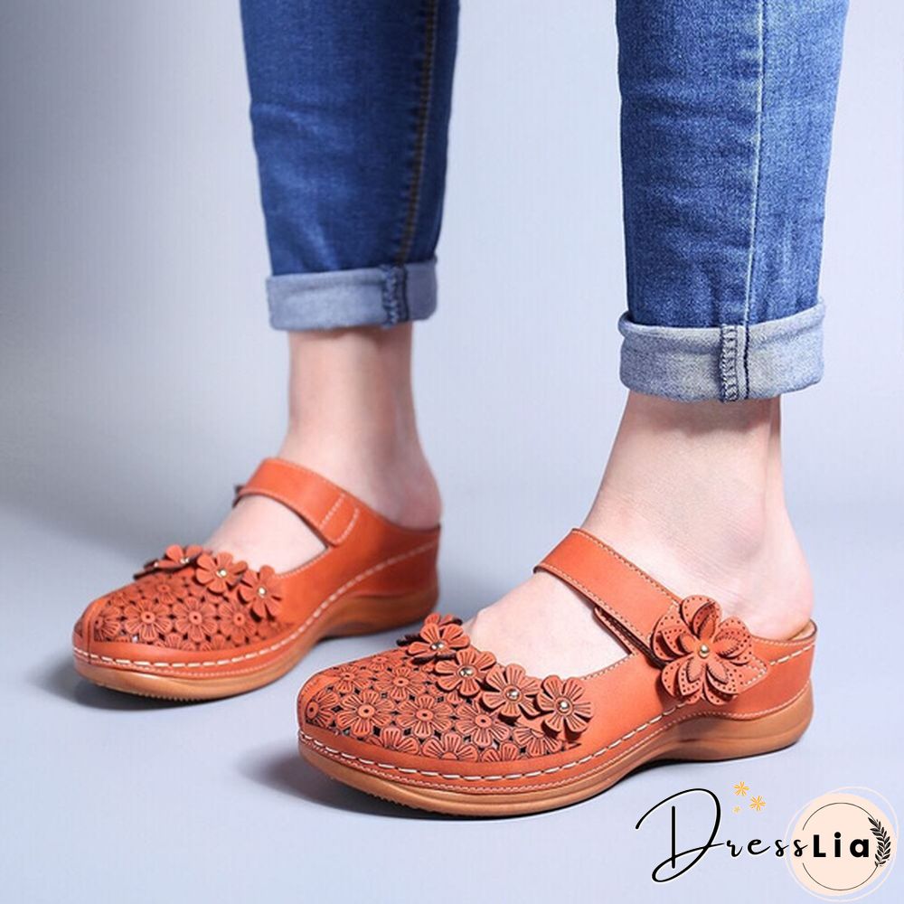 Women Vintage Style Sandals Flats Shoes Summer Casual Shoes Retro Shoes for Women Leather Shoes