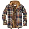 Men's Classic Flannel Retro Plaid Shirt Hooded Jacket Coat