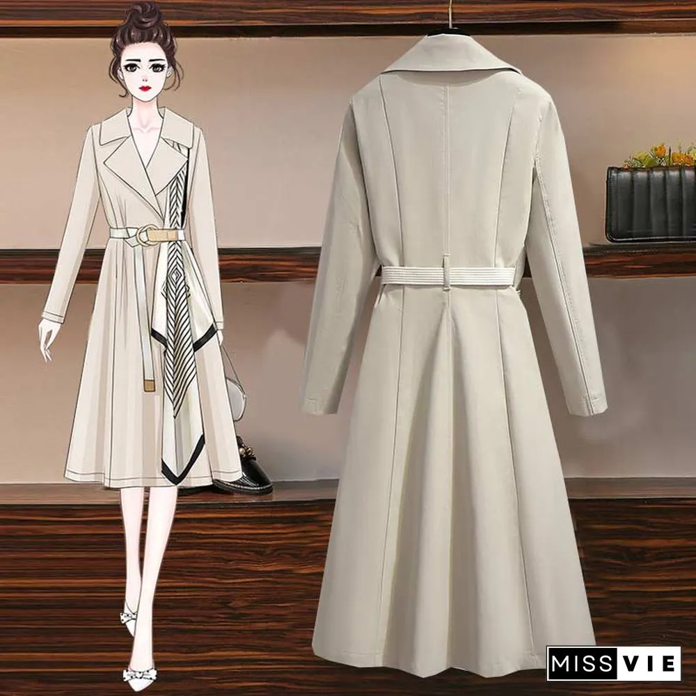 Lapel Collar Adjustable Belted Coat