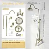 [US Local Warehouse] Antique Gold Shower Head Set with Knobs Mixer Tap Vintage Rainfall Showers Faucet Wear Resist for Home Bathroom Hotel SPA