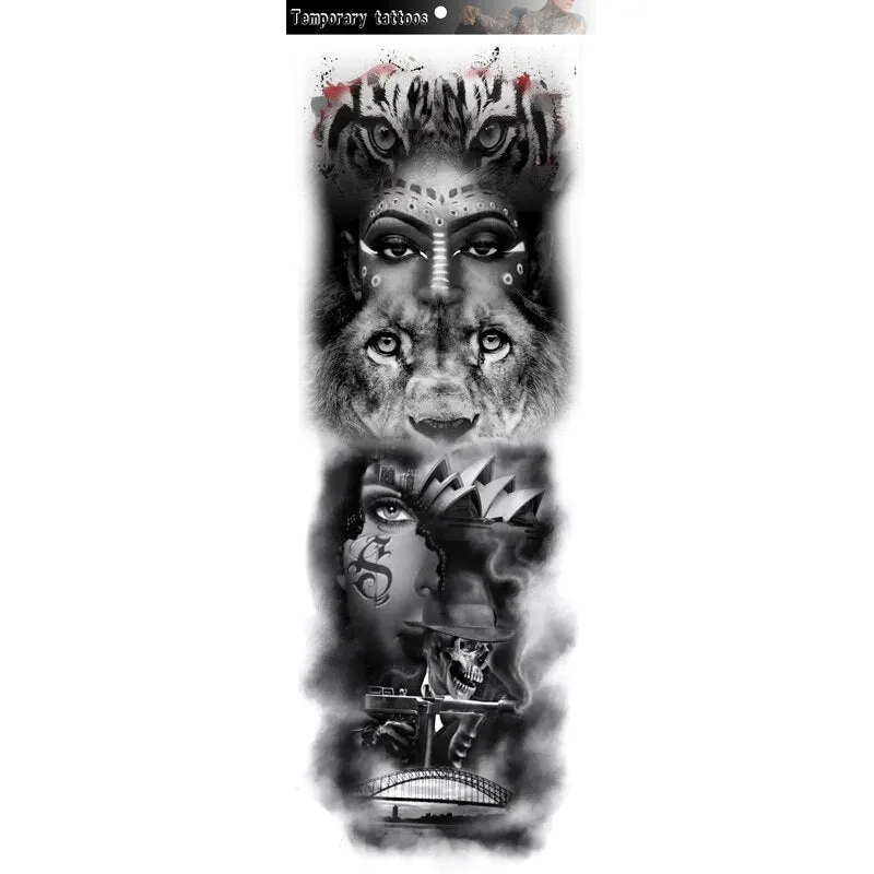 Waterproof Temporary Large Arm Sleeve Tatoo Sticker Fox Tiger Lion Animal Stickers Body Arm Legs Tattoos Temporary Paper Cover