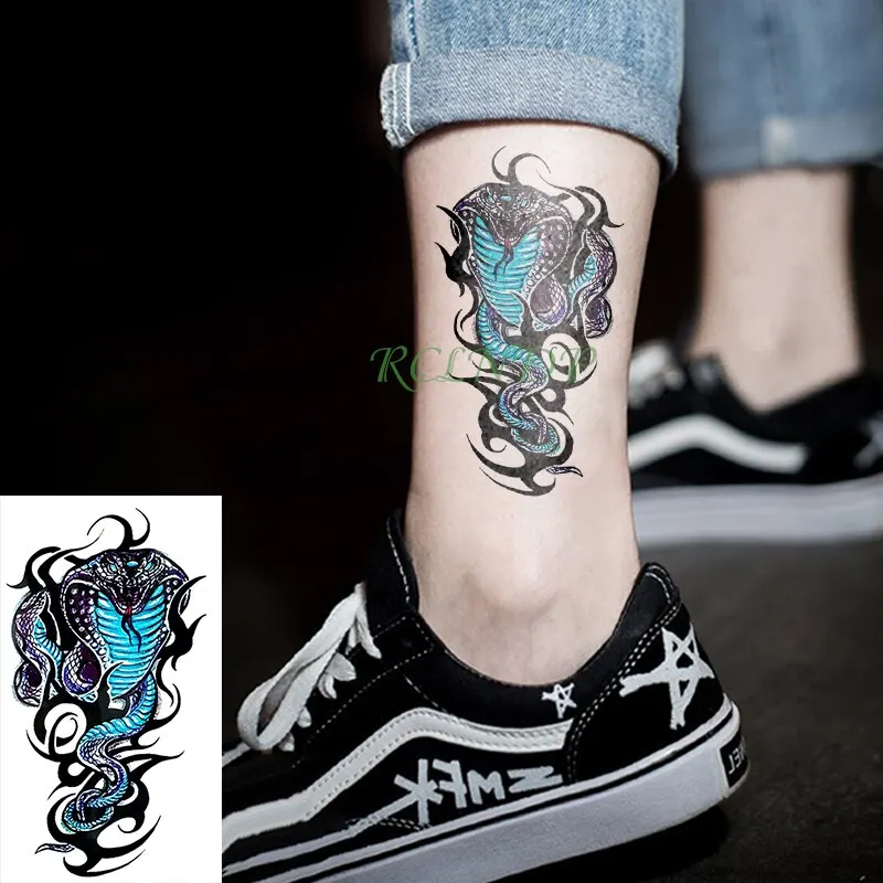 Temporary Tattoo Sticker 10.5*6cm fashion Cobra snake tattoo for men tatto stickers flash tatoo fake tattoos Waterproof Body Art