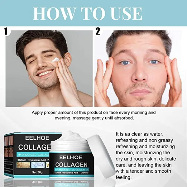 Koconh EELHOE Collagen Cream for Men, Men's Age Rewind Wrinkle Moisturizing Gel, Anti Aging Cream for Men