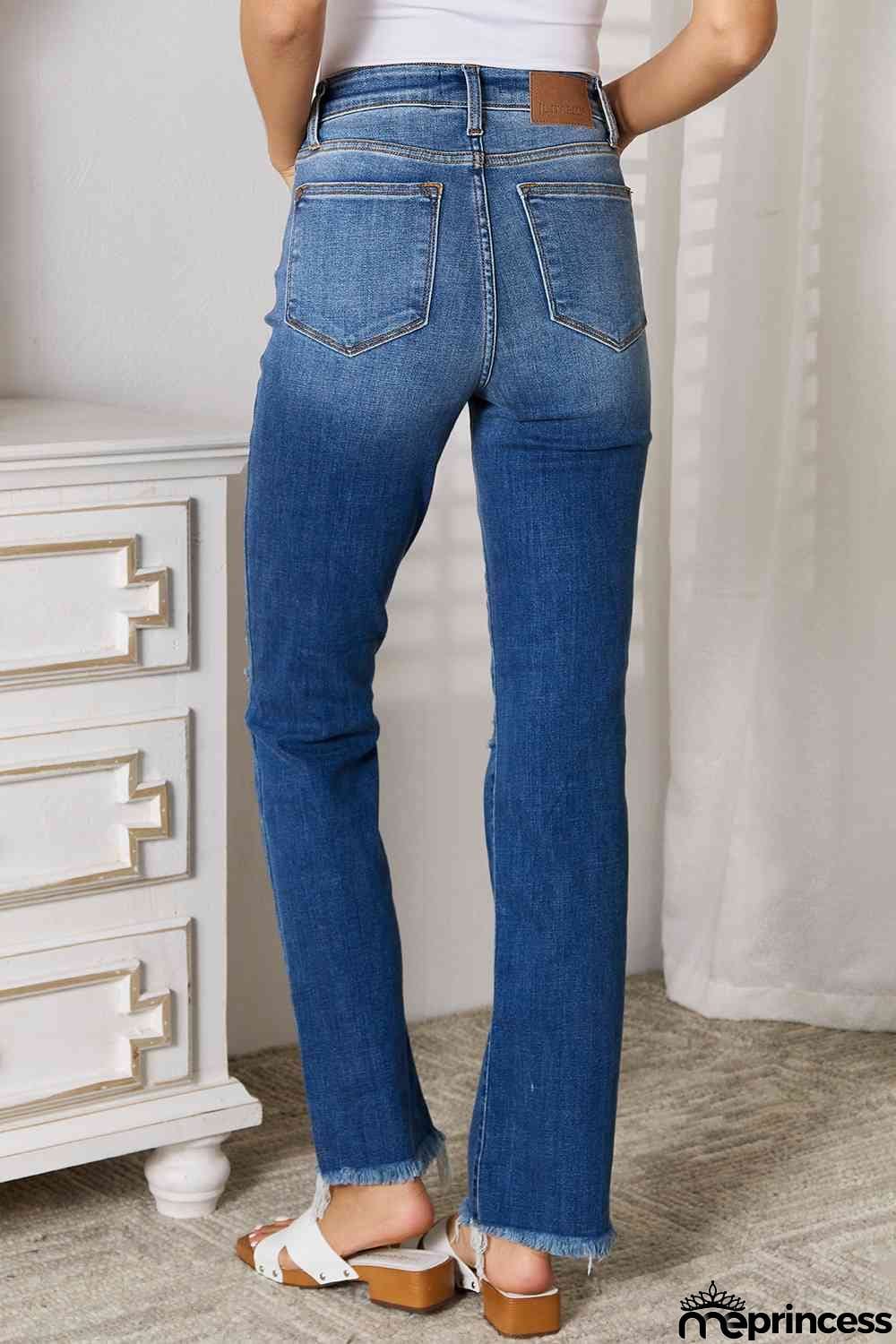 Judy Blue Full Size Distressed Raw Hem Jeans
