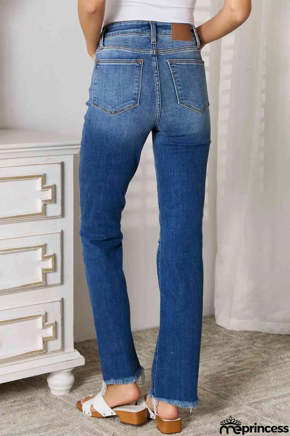Judy Blue Full Size Distressed Raw Hem Jeans