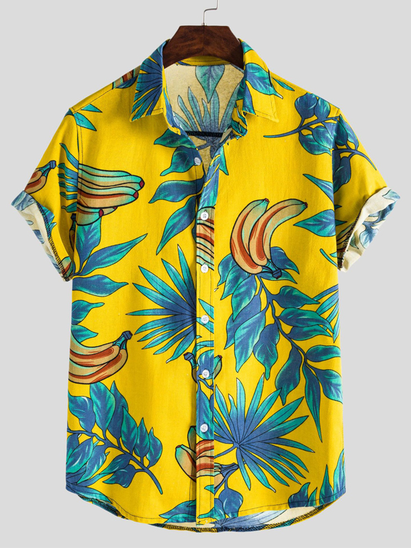 Printed Short Sleeves Lapel T-Shirts Tops T-shirts Blouses&shirts Tops