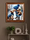 (US Local)Paint By Numbers Kit On Canvas DIY Oil Art Boy Dog Picture Home Decor40x40cm