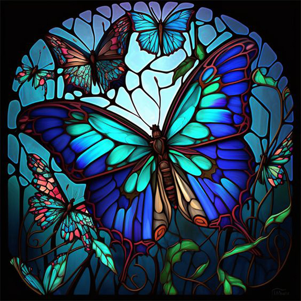Butterfly Cat-Paint by Numbers-16"x16"/40x40cm