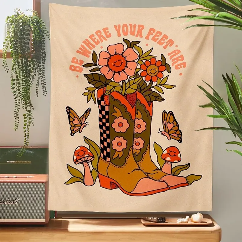 Vintage Wall Tapestry Hanging 80S 70s Rainbow Decor for Girls Dorm Roon Decoration INS Trippy Tapestry Hippie Decor Wall Prints