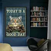 Retro Poster - Today Is A Good Day Cat-11CT Stamped Cross Stitch 40*60cm/15.75*23.62in (Big Size)