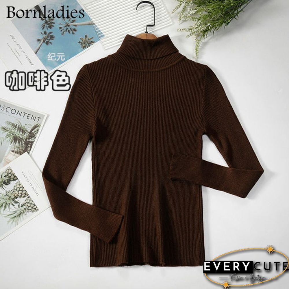 Bornladies Basic Turtleneck Women Sweaters Autumn Winter Tops Slim Women Pullover Knitted Sweater Jumper Soft Warm Pull