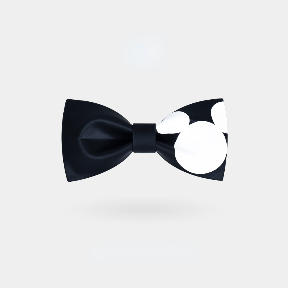 Handmade White Mickey Print Gift Bow Tie