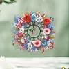 (US Local)Acrylic Special Shape Independence Day Wreath 5D Diamond Painting Clock