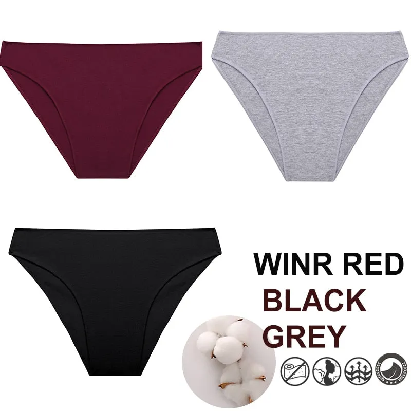 FINETOO 3PCS/Set M-XXL Panties Women Cotton Lingerie Woman Underwear Sexy Femme Underwear Girls Underpant Panty  7 Solid Colors